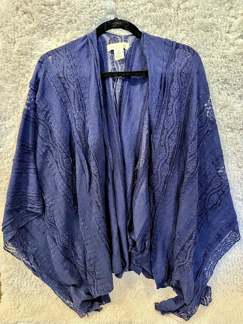 Francesca'Small Lace Kimono Tunic in Blue Size Small
